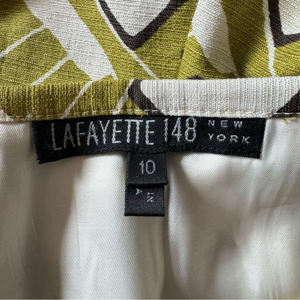 NWT Lafayette 148 Multicolor Geometric Print Silk Cotton Blend A Line Skirt - Picture 15 of 15